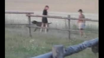Naughty women are eager for a kinky dog-sharing adult scene