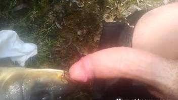 Enthusiastic dude with a curvy dick banging a lifeless fish