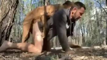 Alpha dog fucking a guy's tight ass in the woods